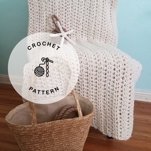 CROCHET PATTERN: White Water Crochet Blanket, Chunky Crochet Oversized Throw image 1