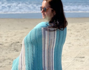 CROCHET PATTERN: Seabreeze Wrap Pattern, Crochet Scarf Pattern for Women, Crochet Shawl Patterns, Poncho Pattern