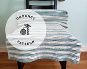 CROCHET PATTERN: Encinitas Crochet Cotton Afghan. Aqua and Cream Beach Crochet Blanket Patterns.