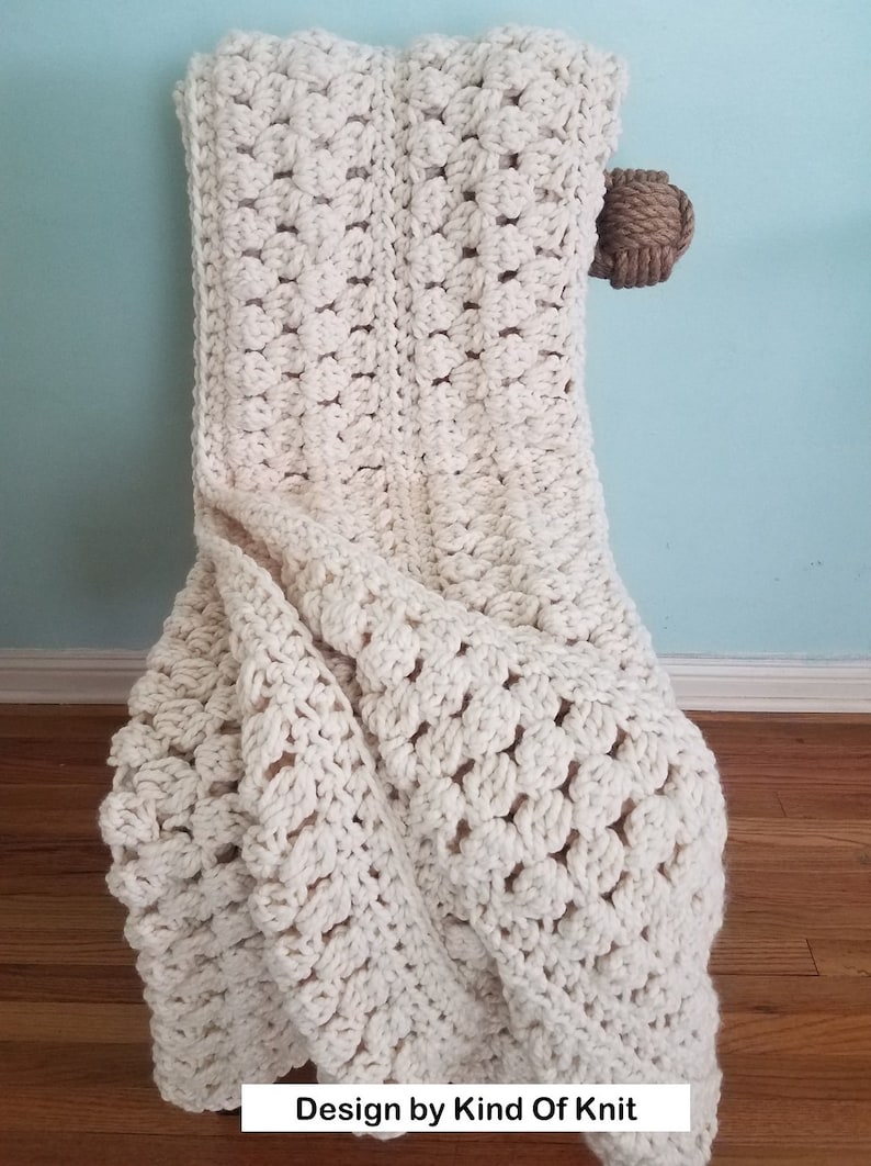 CROCHET PATTERN: Pike Market Bobble Afghan Blanket Pattern. Chunky Crochet Afghan Patterns. image 3