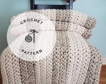 CROCHET PATTERN: Presidio Chunky Lap Throw. Thick Crochet Blanket Pattern.