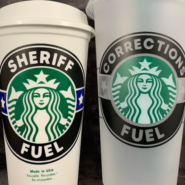 Sheriff~Corrections Fuel ~Starbucks Reusable Cup ~ Thin Blue Line ~ Law Enforcement ~ Correctional Officer