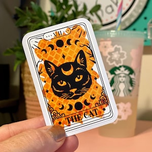 The Black Cat ~ 3 Inch Matte Water Resistant Vinyl Sticker ~ Tarot Skeleton ~ Laptop Water Bottle Notebook Sticker