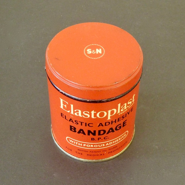 Vendaje adhesivo elástico Elastoplast de 1960 Lata redonda