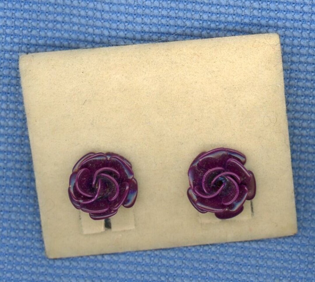 Vintage Flower Themed Clipon Costume Jewelry Earrings Etsy