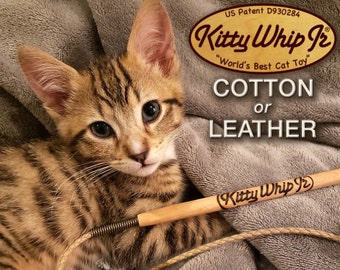 KittyWhip Jr® for itty bitty kitties! Wand cat toy expertly handcrafted in the USA from 100% natural and sustainable materials.