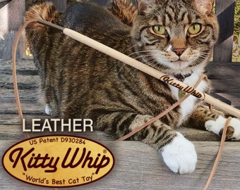 KittyWhip Leather® purr-fect for little hunters! Wand cat toy expertly handcrafted in the USA from 100% natural and sustainable materials.