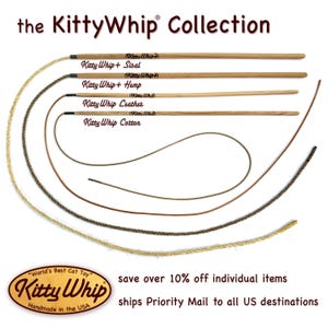 KittyWhip Collection® all 4 full size super fun wand cat toys! Expertly handcrafted in the USA from 100% natural and sustainable materials.
