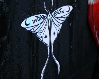 Luna Moth Car Decal / Gothic Car Accessories / Halloween Bumper Sticker / Spooky / Opal Decals / Witchy Vinyl Decals / Cute Car Decor /