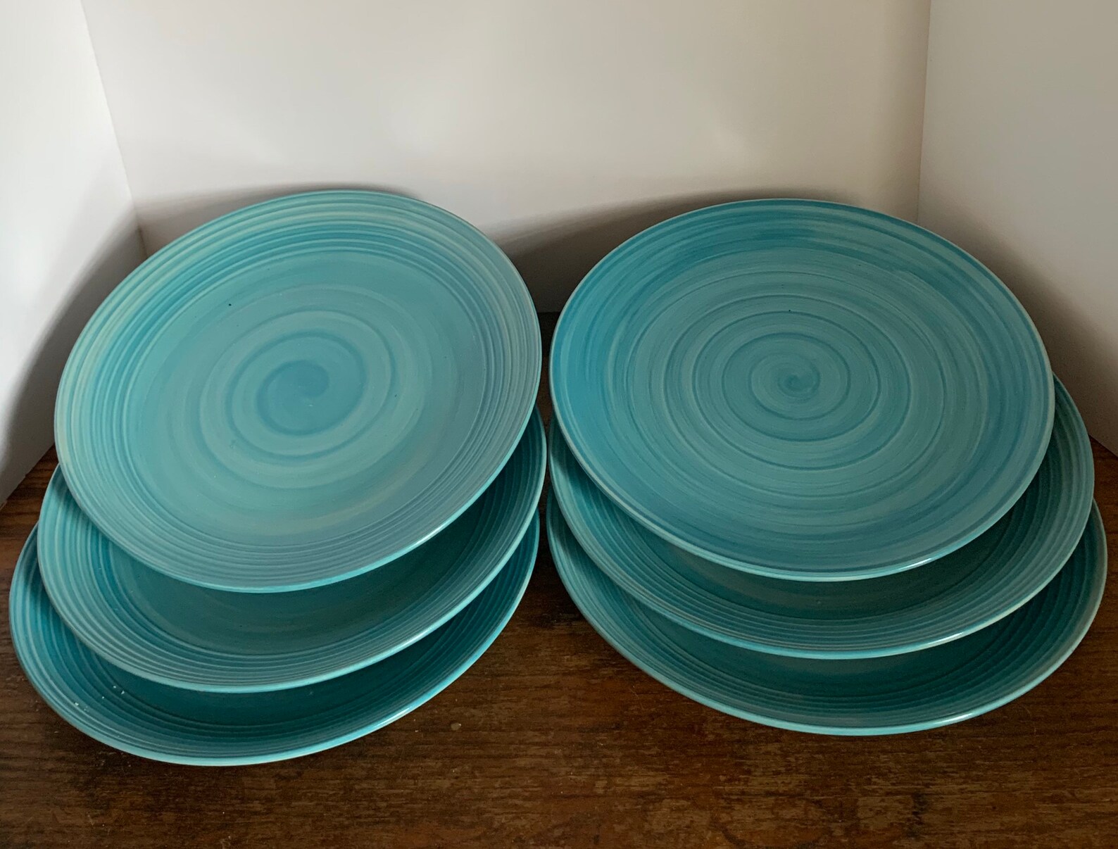 Royal Norfolk Teal Swirl Pottery Dinnerware Plates Set of 6 Etsy