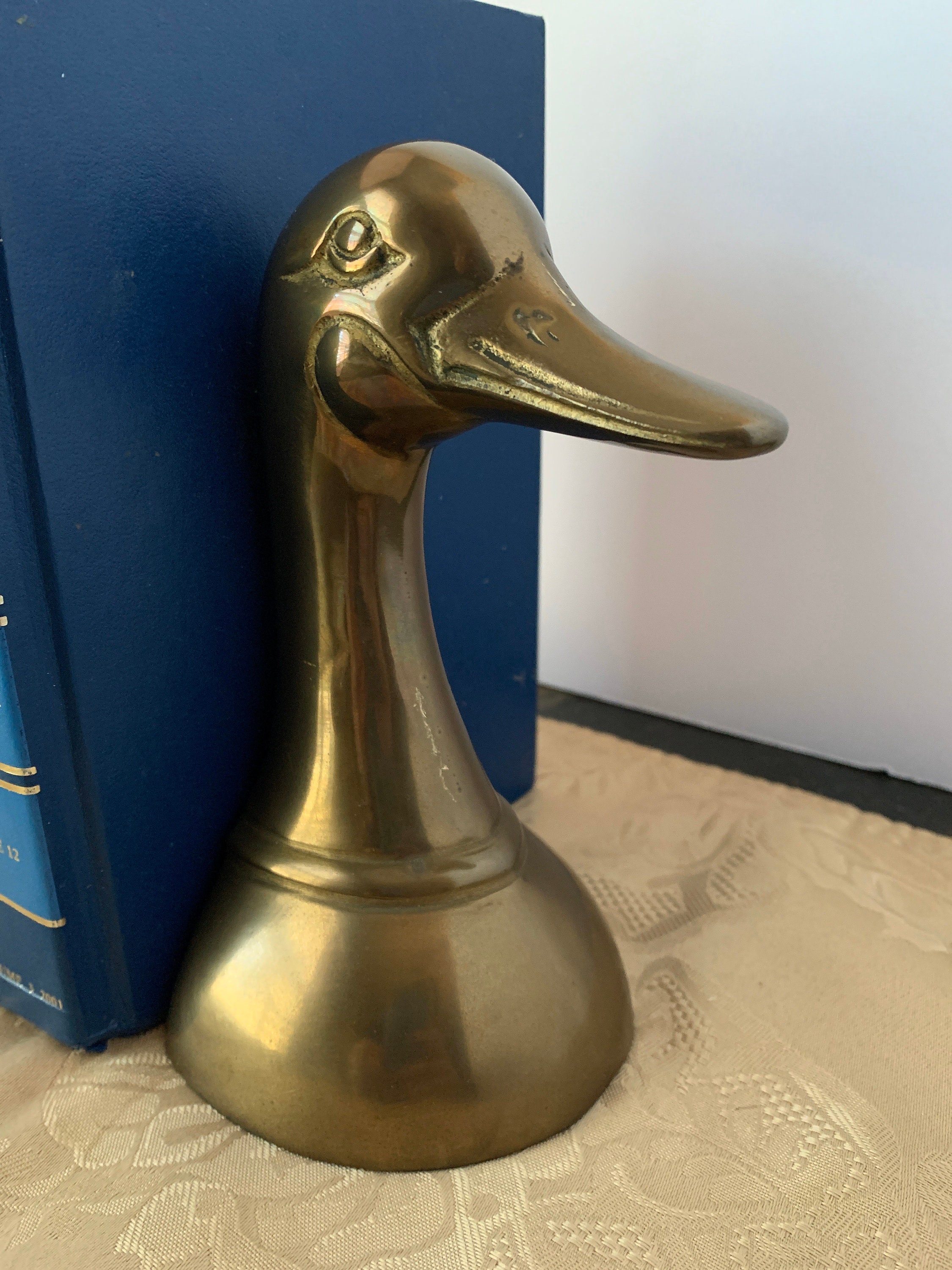 Vintage Classic Brass Duck Head Bookends Set of 2 Ducks Etsy