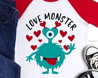 Love Monster svg, Valentine's svg, Valentine's Day, Monster printable, cut file, Cricut, Silhouette,  vector SVG png dxf PNG