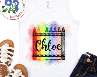 Watercolor crayons Sublimation Design Download DTG printing - Sublimation design download - T-shirt design - School PNG - Back to school PNG