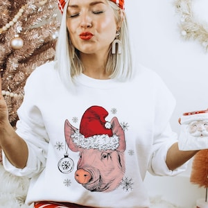 昇華印刷、DTG 印刷、クリスマス PNG、クリスマス クリップアート、スクリーン印刷、デジタル ダウンロード、豚 png 用のクリスマス豚 PNG ファイル