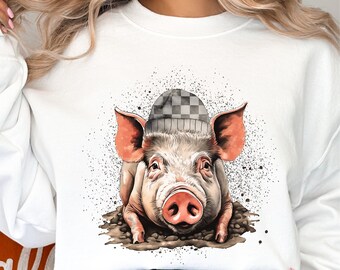 Pig PNG file | Sublimation designs | Digital download | Pig clipart | Farm PNG files | Country Western | Printable designs | DTG printing