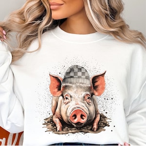 Pig PNG file | Sublimation designs | Digital download | Pig clipart | Farm PNG files | Country Western | Printable designs | DTG printing