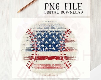 Patriotic Baseball PNG Sublimation Design Download, sublimation designs, Baseball PNG, Baseball clipart, USA, 4th of July, baseball t-shirts