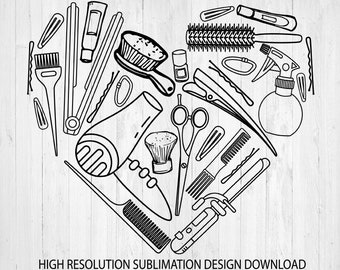 Hair dresser/Salon Heart PNG Sublimation Digital Download DTG printing - Sublimation design download - T-shirt design sublimation design
