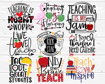Teacher BUNDLE Svg, Teacher gifts Svg, School Svg, Teacher appreciation, Teacher Cut File, Teacher Cutting File Design, School PNG file