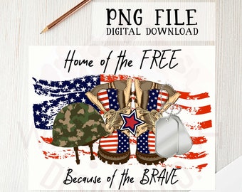 Home of the free PNG file for sublimation printing, DTG printing , Sublimation design download. T-shirt designs, Military PNG