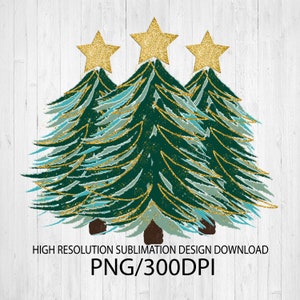 Painted Christmas Trees png - Sublimation design - Sublimation design download - DTG printing - Christmas t-shirts - Christmas PNG
