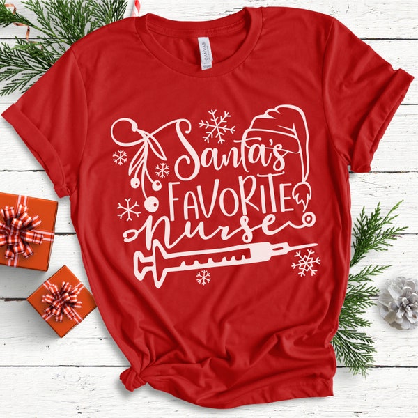 Santa's Favorite Nurse Svg, Christmas Svg Designs, Christmas Cut Files, Cricut Cut Files, PNG files, Silhouette files, Christmas shirt SVG