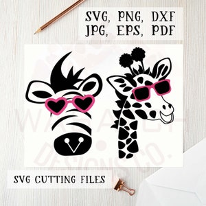 Giraffe AND Zebra SVG cutting files, Giraffe svg, Zebra SVG, t-shirt designs, silhouette files, cricut files, Giraffe png, Zebra png, animal