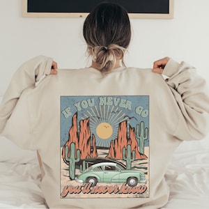 If you never go, you&#39;ll never know PNG file - Sublimation design, Desert, Travel, Vintage, Retro, digital downloads, transparent PNG files