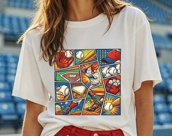 Baseball Comic Book PNG File, Sublimation Design (Digital Download), Baseball PNG, Baseball graphic tee, Sports, Baseball clipart