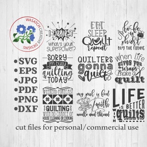 Quilters SVG Bundle, Quilting svg, cut file, Sewing PNG, cricut files, silhouette files, sublimation files, Quilting Designs