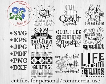 Quilter SVG Bundle, Quilten Svg, geschnittene Datei, Nähen PNG, Cricut-Dateien, Silhouette Dateien, Sublimation Dateien, Quilten Designs