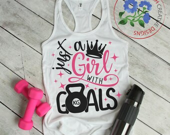Tylko dziewczyna z celami SVG Pliki do cięcia, Fitness SVG, Trening SVG, Pliki Silhouette, Pliki Cricut, Projekty sublimacji, Koszulki treningowe