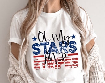 Oh my Stars and Stripes PNG for sublimation printing, DTG printing, sublimation design, 4th of July, USA, Patriotic png, 4th of July clipart