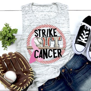 Strikeout Cancer Sublimation background PNG file, Sublimation designs, PNG files, digital download, Baseball png, Breast Cancer PNG