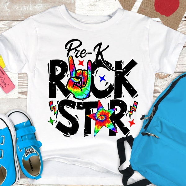 Pre-K Rock Star PNG file for sublimation printing DTG printing - Sublimation design download - T-shirt design - Pre-K t-shirts - Grade PNG