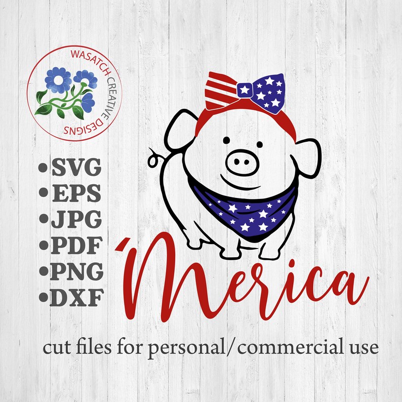 Download Patriotic Pig 'Merica SVG Cutting files 4th of July Svg | Etsy