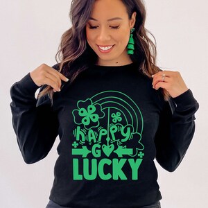 Happy GO Lucky SVG, St. Patrick&#39;s Day SVG, clipart, t-shirt design, Silhouette file, Cricut design, digital downloads, sublimation designs
