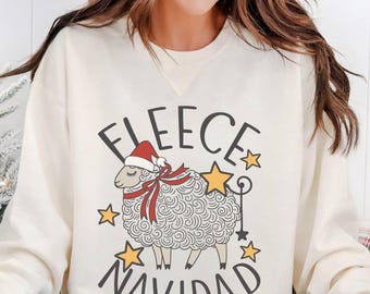 Fleece Navidad Svg cutting file, Christmas Sheep, Christmas clipart, digital download, PNG files, silhouette, cricut, t-shirt designs