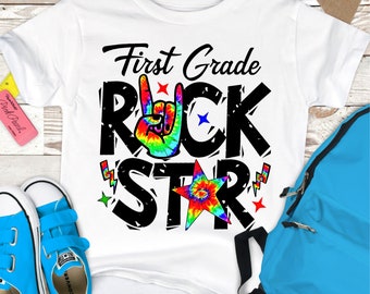 First Grade Rock Star PNG file for sublimation printing DTG printing - Sublimation design download - T-shirt design - First Grade t-shirts