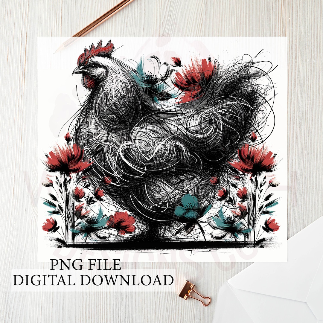 Chicken Png File | Chicken Clipart | Scribble Chicken | Digital ...