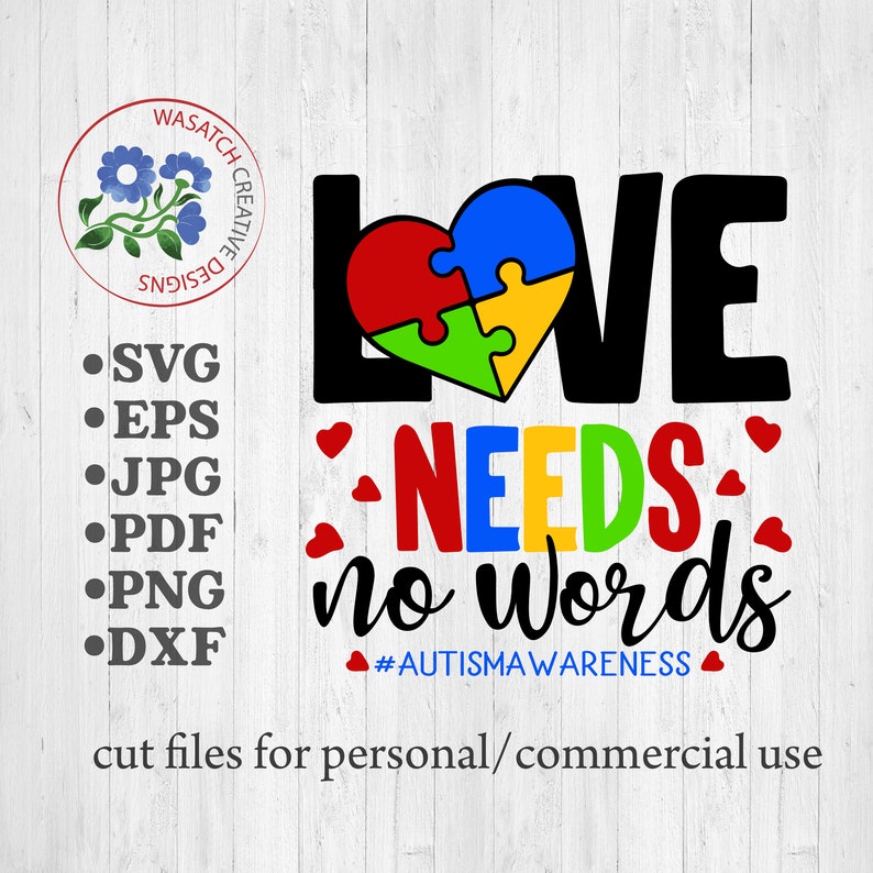 Download Autism Awareness Love needs no words svg dxf fcm eps and ...