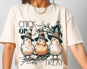 Chick or treat PNG file digital download, dtg, dtf, t-shirt designs, graphic tee, Halloween PNG, Halloween clipart, Farm, fall, Chickens