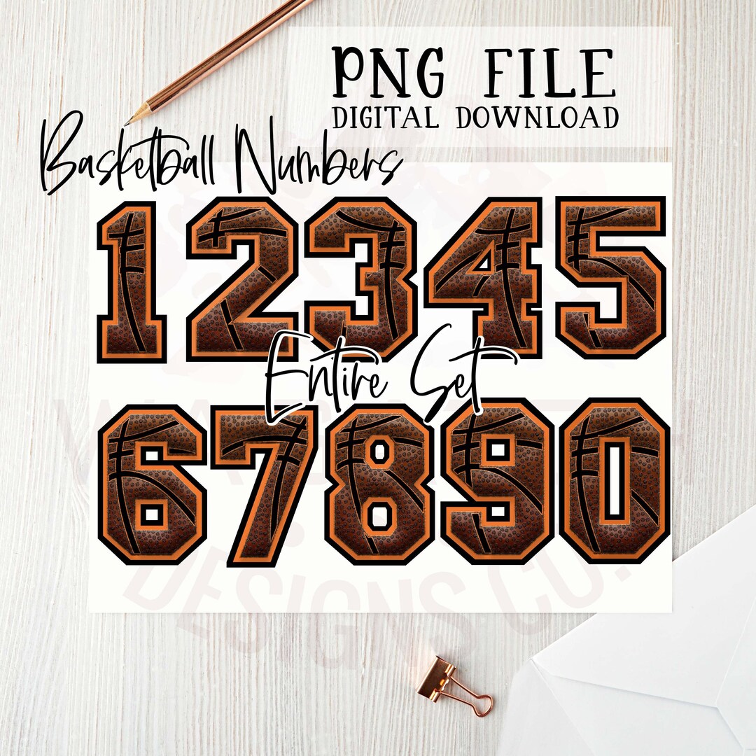 Basketball Numbers PNG, Digital Download, Sublimation Designs, PNG