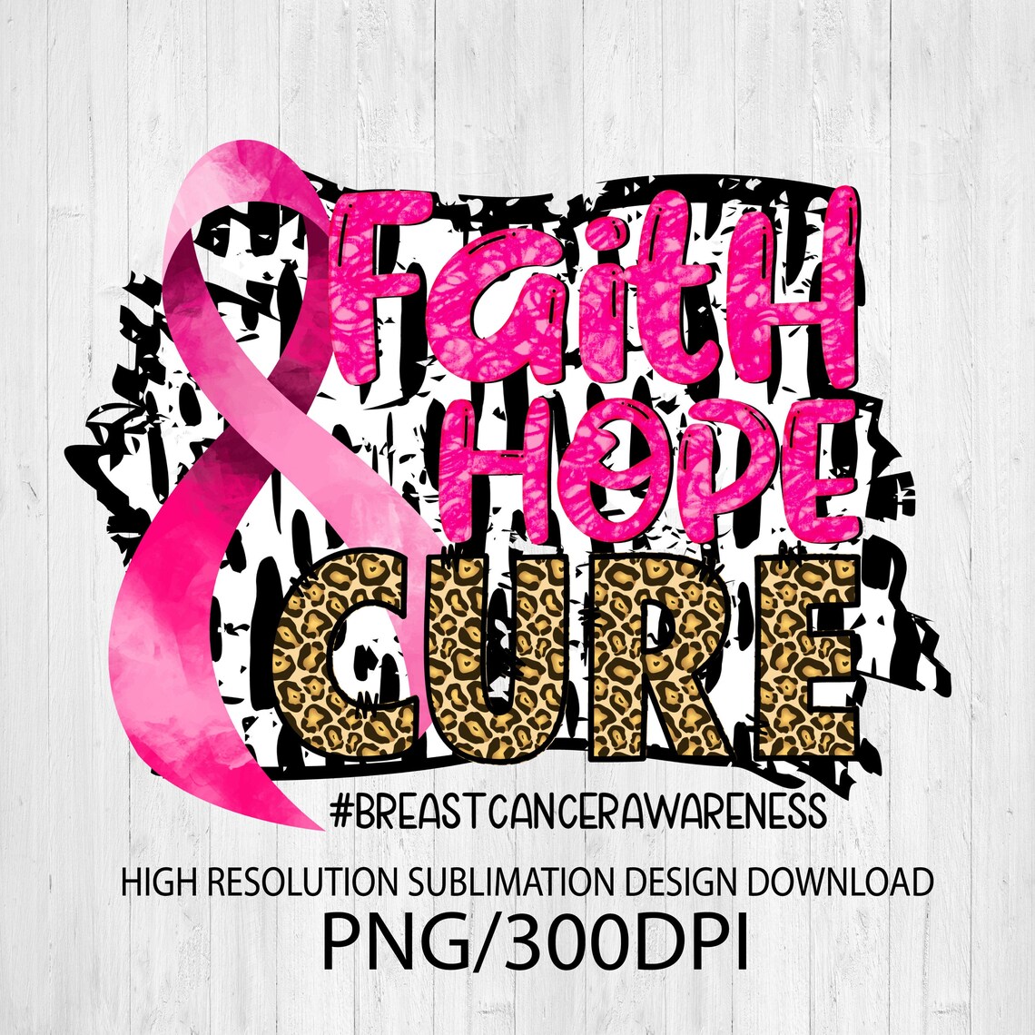 Breast Cancer Awareness Sublimation Design Download DTG - Etsy