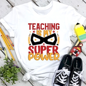Unterrichten ist meine Supermacht SVG schneiden Datei, Lehrer Svg, Png, dx, f pdf, Silhouette Dateien, Cricut Designs, Schule Svg, Lehrer T-shirts, PNG