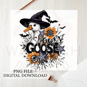 Spooky Goose Halloween PNG, Sublimation Clipart, T-Shirt Design (Digital Download) image 1