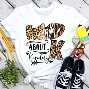 Wild about Kindergarten PNG file for sublimation printing DTG printing - Sublimation design download - T-shirt design - School PNG - Teacher