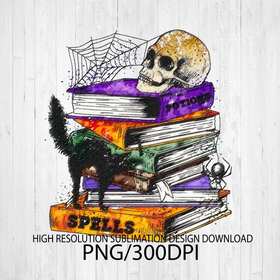 Spooky Halloween Books PNG file for sublimation printing DTG printing, Sublimation design download, T-shirt design, Halloween PNG, Books png