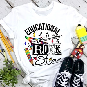 Educational Rock Star png - Sublimation design - Sublimation design download - DTG printing - School t-shirts - Teacher PNG - Education PNG