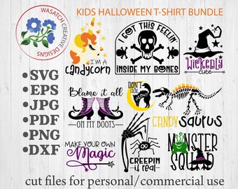 Kids Halloween t-shirt  SVG Bundle, Halloween svg, cut file, cricut files, silhouette files, sublimation designs, Halloween t-shirts
